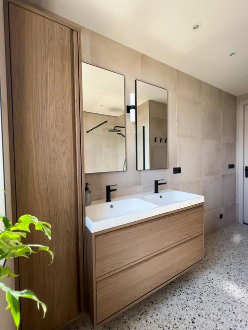 Grote partij badkamer tegels ruim 19 m2 beige zandkleurig, Doe-het-zelf en Verbouw, Tegels, Nieuw, Wandtegels, Keramiek, 60 cm of meer