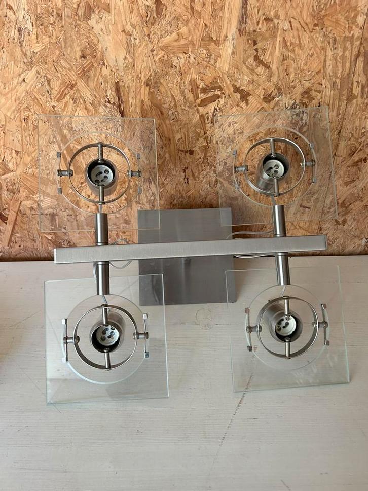 Ikea Fuga plafondlamp glas metaal, Huis en Inrichting, Lampen | Spots, Zo goed als nieuw, Metaal of Aluminium, Ophalen of Verzenden