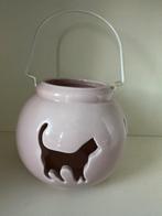 Roze windlicht kat, Ophalen of Verzenden, Zo goed als nieuw, Overige materialen, Minder dan 25 cm