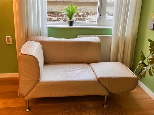 Zandkleurig leren Hummel Designer fauteuil/chaise longue, Huis en Inrichting, Banken | Sofa's en Chaises Longues, Zo goed als nieuw
