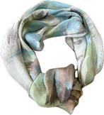 Vintage Pastel Kleur Fraas Sjaal Bloemen 88 cm, Ophalen of Verzenden, Gedragen, Sjaal