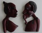 2 Vintage Afrikaanse Beelden Man en Vrouw, Antiek en Kunst, Ophalen