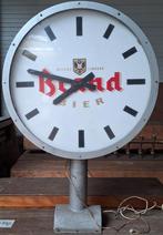 Grote vintage dubbelzijdige Brand Bier Klok, Verzamelen, Biermerken, Ophalen, Gebruikt, Overige typen, Brand