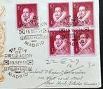 Spanje 1951 FDC Lope de Vega – Madrid stempel blok van 4, Verzenden, Envelop