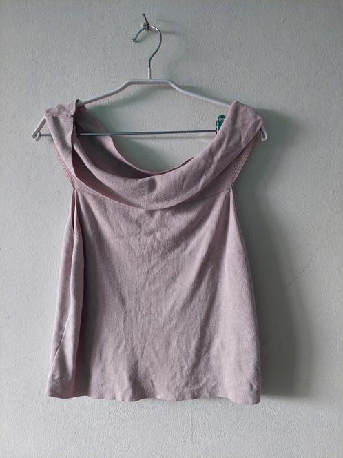 ✨ Elegantie & Comfort – Grijze Halve Crop Top (S) ✨, Kleding | Dames, Tops, Zo goed als nieuw, Maat 38/40 (M), Grijs, Zonder mouw