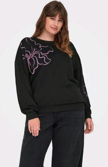 Zwart/paarse sweater van Only Carmakoma Maat 50/52 nu €21,99 beschikbaar voor biedingen