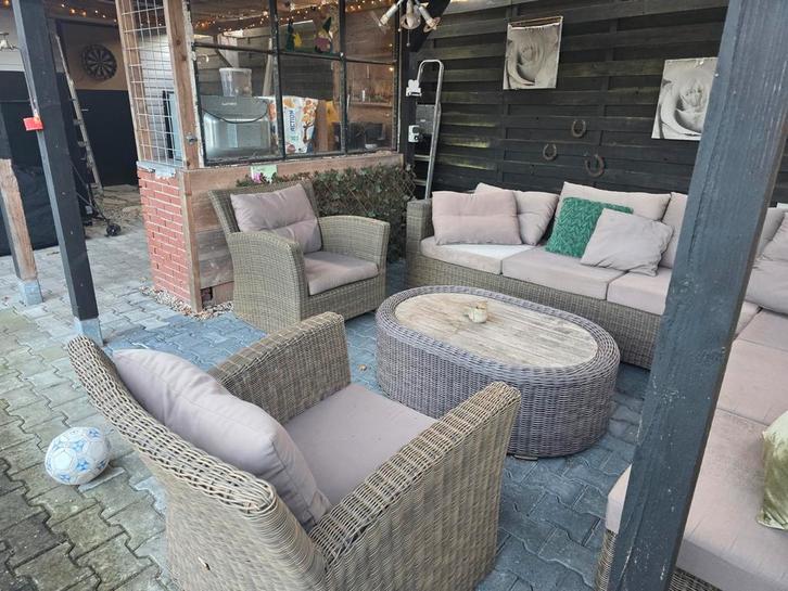 Luxe Loungeset met extra kussens en hoezen, Tuin en Terras, Tuinsets en Loungesets, Zo goed als nieuw, Loungeset, Wicker, Meer dan 8 zitplaatsen