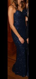 Blauwe galajurk met pailletten, Kleding | Dames, Jurken, Blauw, Ophalen of Verzenden, Zo goed als nieuw, Maat 36 (S)