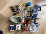 Playmobil politiebureau (3165), helikopter, boot en wagens, Kinderen en Baby's, Speelgoed | Playmobil, Complete set, Gebruikt
