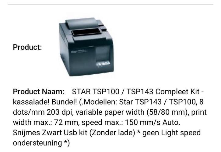 Star TSP100 USB, Computers en Software, Printers, Zo goed als nieuw, Printer, Ophalen of Verzenden