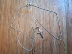 Sterling zilveren ketting met kruishanger, Met hanger, Ophalen of Verzenden, Zo goed als nieuw, Nvt