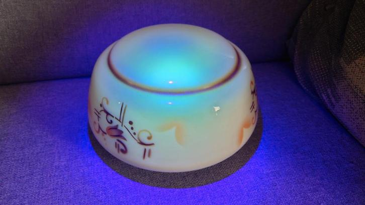 Uranium plafonnière met bloemen, Huis en Inrichting, Lampen | Lampenkappen, Zo goed als nieuw, Minder dan 25 cm, Rond, Beige, Ophalen of Verzenden