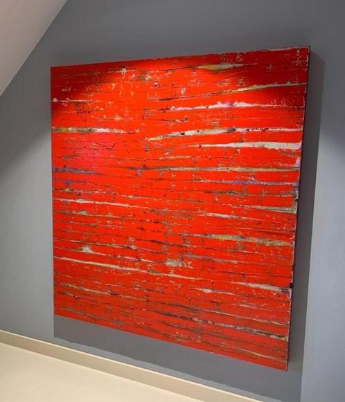 Leo Jacobs schilderij groot 1.50m op 1.50m, Antiek en Kunst, Kunst | Schilderijen | Abstract, Ophalen of Verzenden