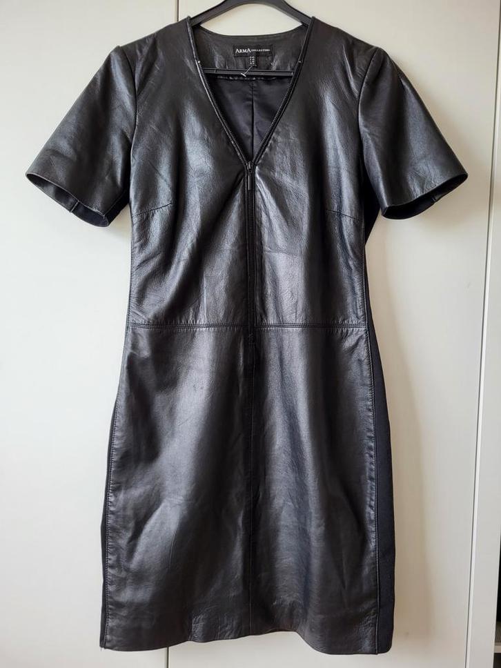 Arma studio leren jurk maat 36/smalle 38, Kleding | Dames, Jurken, Zo goed als nieuw, Maat 36 (S), Zwart, Boven de knie, Ophalen of Verzenden