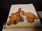 2 prachtige houtsnijwerk schildpad beeldjes, Antiek en Kunst, Ophalen of Verzenden