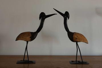 (nr.293) 2 mooie beeldjes van (vogel) steltlopers, 26x33x9cm beschikbaar voor biedingen