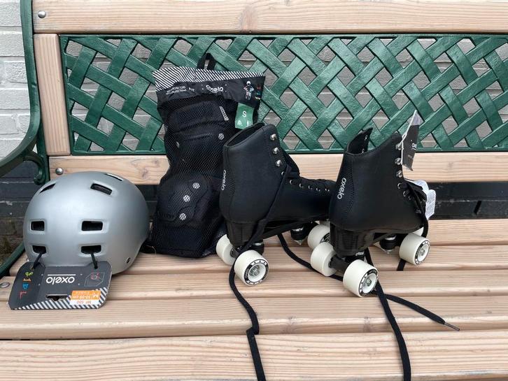 Kunstrol-schaats NOOIT GEBRUIKT, maat 39,  helm, beschermers, Kinderen en Baby's, Speelgoed | Buiten | Rolschaatsen, Gebruikt