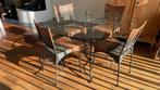 Ronde glazen eettafel met 4 bijpassende stoelen, Huis en Inrichting, Tafels | Eettafels, Ophalen, Gebruikt, Glas, Rond