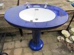 Supergave art deco wastafel op zuil diep blauw/paarse kleur, Ophalen