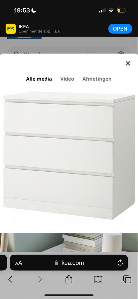 Ikea Malm Kast met 3 laden, Huis en Inrichting, Kasten | Ladekasten, Zo goed als nieuw, Minder dan 100 cm, 50 tot 100 cm, 25 tot 50 cm
