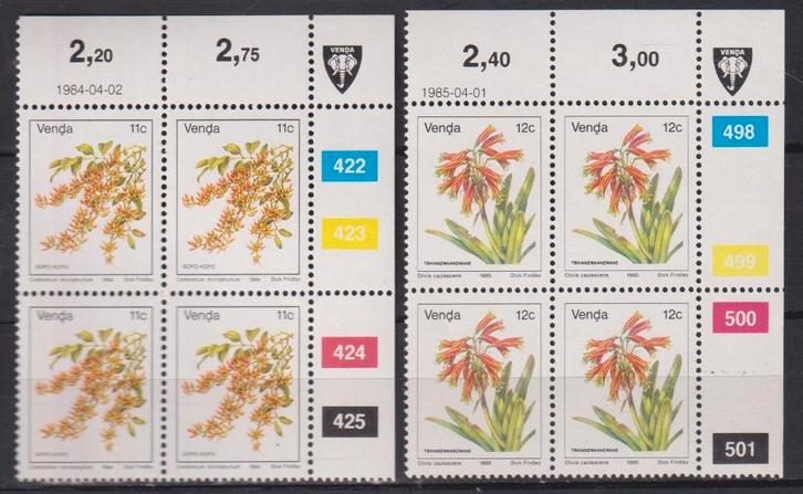 Venda (Z-Afrika) 1984 Tropische bloemen in blokken van 4 TAB, Postzegels en Munten, Postzegels | Thematische zegels, Postfris