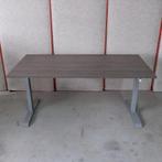 Slingerbureau zit-sta 160x80cm, Grijs frame, D.eiken BR46, Gebruikt, -, -, In hoogte verstelbaar
