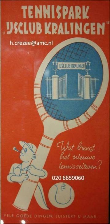 zoek oud folder tennispark ijsclub kralingen Rotterdam 1930 beschikbaar voor biedingen