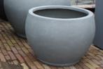 Ronde bloempot Monika clayfibre grijs terras Ø63 x45 cm., Ophalen, 40 cm of meer, Rond, Tuin