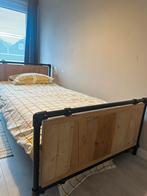 Steigerhouten bed met steigerbuis 90x200, Ophalen, 90 cm, Steigerhout, Zo goed als nieuw