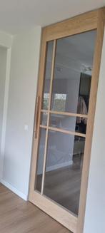 Houten taatsdeur met glas, Doe-het-zelf en Verbouw, Gebruikt, 80 tot 100 cm, 215 cm of meer, Binnendeur