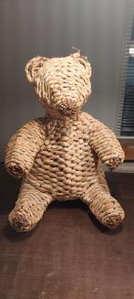 Grote vintage teddybeer van gevlochten waterhyacint, Ophalen of Verzenden, Gebruikt