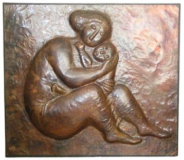 Unica wandreliëf Fons Bemelmans : Moeder met kind, 1960 beschikbaar voor biedingen