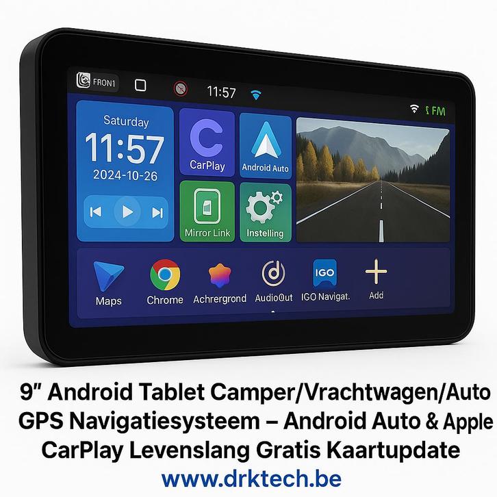 9' Android Auto-Apple Carplay Camper/Vrachtwagen GPS met TMC, Auto diversen, Autonavigatie, Nieuw, Ophalen of Verzenden