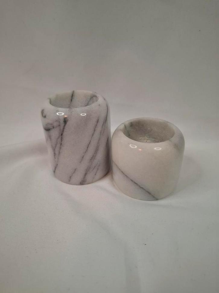 Marmeren Waxinelichthouders Set, Huis en Inrichting, Woonaccessoires | Kandelaars en Kaarsen, Zo goed als nieuw, Kaars, Overige materialen