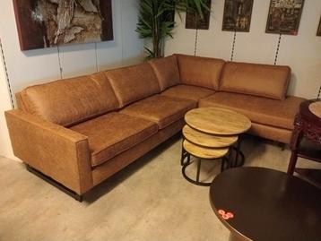 Nieuwe hoekbank leer microvezel cognac 285x215cm nu €750 beschikbaar voor biedingen