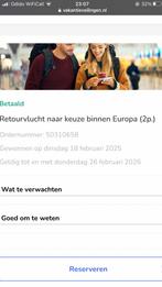 Korting voucher vliegreis Europa vakantieveilingen website, Twee personen, Kortingsbon, Arrangement, Overige typen