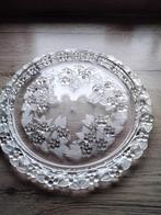 Vintage Glazen Serveerschaal met Bloemenmotief, Ophalen of Verzenden
