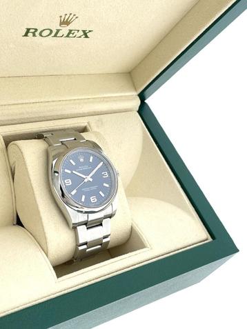 Rolex Oyster Perpetual 114200 Staal Blue Baton Arabic Dial  beschikbaar voor biedingen