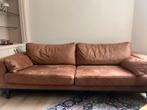 Cognac leren 2-zits bank, 150 tot 200 cm, Tweepersoons, Ophalen of Verzenden, Zo goed als nieuw
