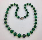 Vintage Malachiet ketting echt Malachiet kralen en glas, Sieraden, Tassen en Uiterlijk, Antieke sieraden, Verzenden, Overige materialen