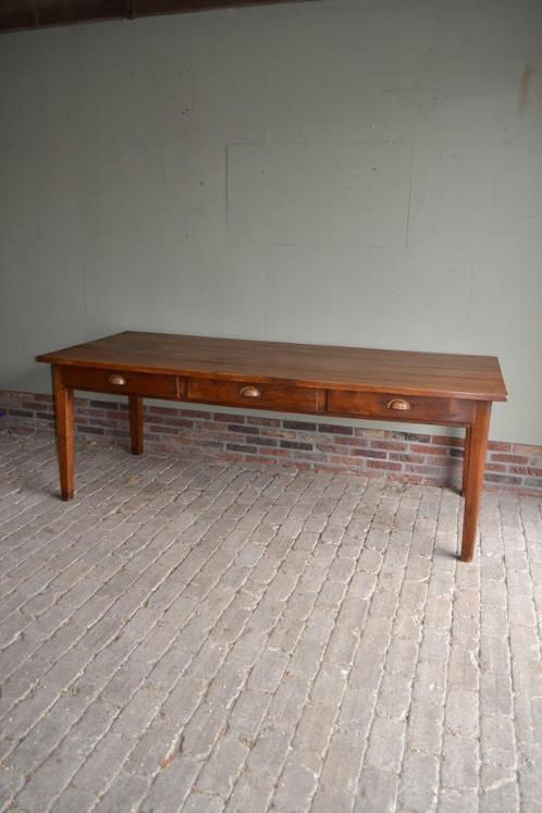 Prachtige grote antieke eiken eettafel met 6 laden 220x93x78, Antiek en Kunst, Antiek | Meubels | Tafels, Verzenden