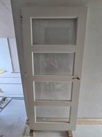 2 Massief Houten Binnendeuren met Facet Glas linksdraaiend, Ophalen