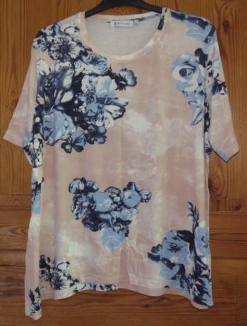 ZGAN zacht shirt roze met blauwe bloemen Bicalla mt XXL, Zo goed als nieuw, Bicalla, Roze, Shirt of Top