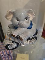 Vintage spaarpot olifant op motor, Ophalen of Verzenden