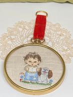 Vintage geborduurd schilderijtje (020522), Antiek en Kunst, Ophalen of Verzenden