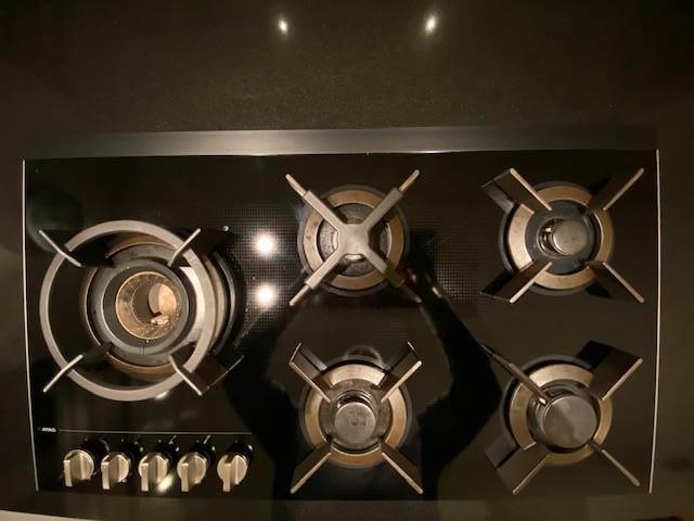 ATAG gas op glas kookplaat HG9571MBA, Witgoed en Apparatuur, Kookplaten, Gebruikt, Inbouw, Gas, 5 kookzones of meer, Ophalen