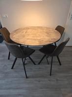 Betonlook Eettafel + Stoelen - 120cm Diagonaal, Ophalen of Verzenden