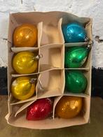 Set 8 antieke gekleurde glazen kerstballen taps toelopend, Ophalen of Verzenden, Gebruikt