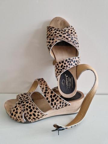 Clumpy's cheetah met sleehak en enkelbandje mt 39.  beschikbaar voor biedingen