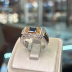 18 karaat gouden ring briljant saffier gezet heren, 20 of groter, Heer, Ophalen of Verzenden, Zo goed als nieuw